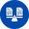 Balance with documents and charts icon