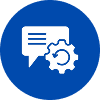 Chat bubble and gear icon
